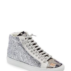 P448 glitter snake hi tops with spare laces size 37